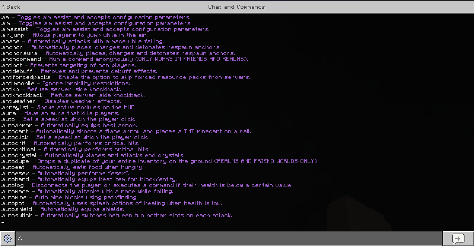 Lumine in-game command interface preview